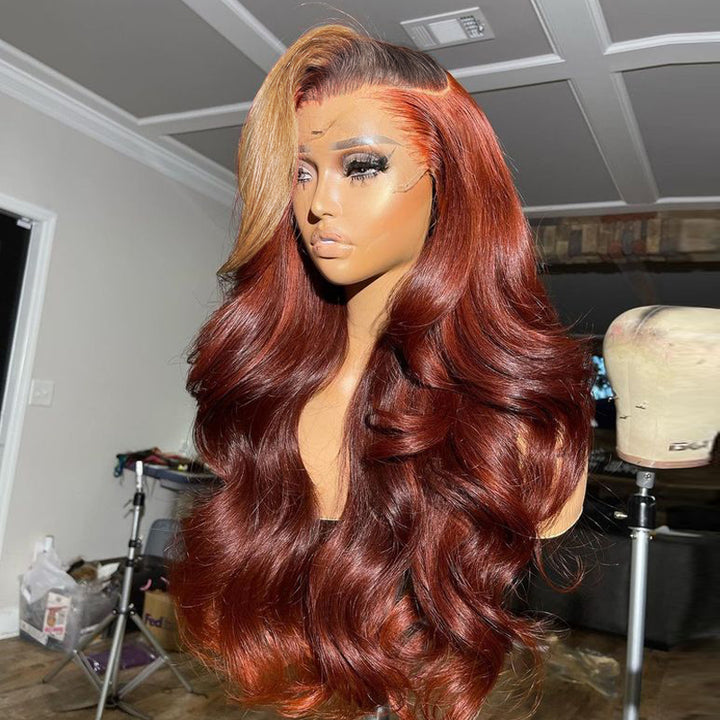 Cinnamon Brown Loose Body Wave Lace Wig Mix Ginger Colored Wigs