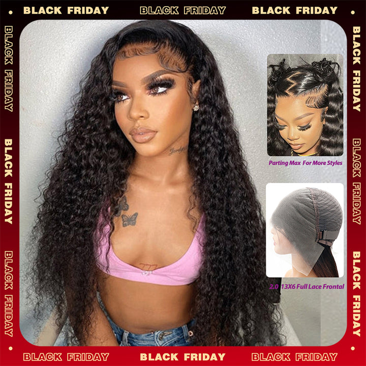 Crazy Sale | 16"-34" Deep Curly Wave/Kinky Curly 13x6 Full Lace Frontal Wigs No Code Needed