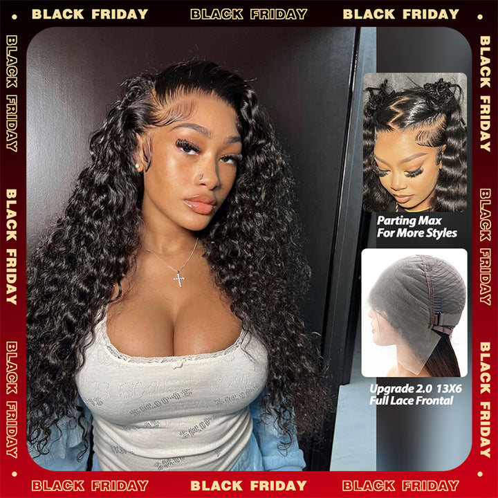 Crazy Sale | 16"-34" Water Wave 13x6 Full Lace Frontal Wig No Code Needed