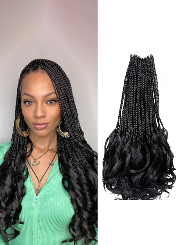Crochet French Curls Human Hair Crochet Boho Box Braids Human Hair Curls Ends, Reusable Hair