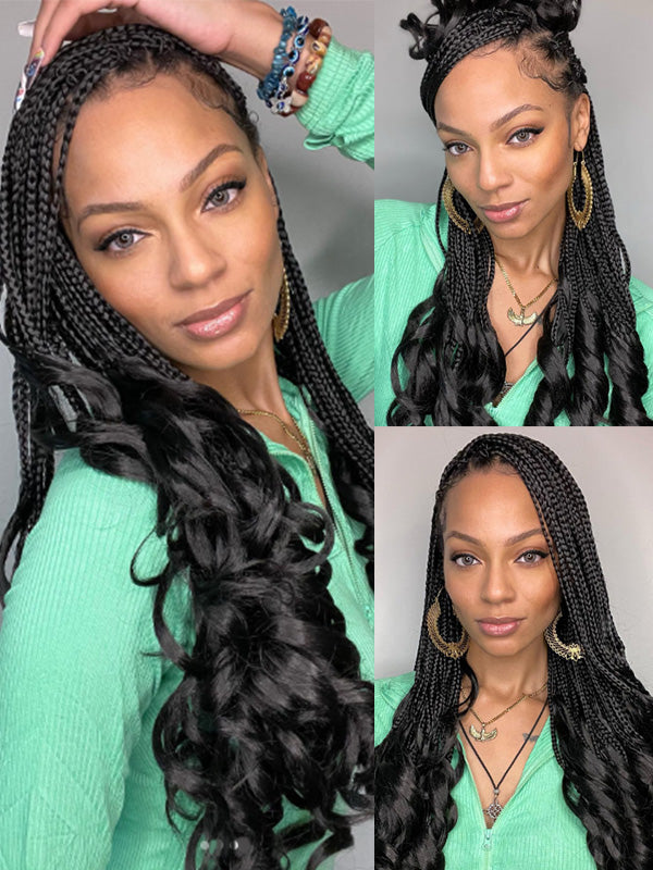 Crochet French Curls Human Hair Crochet Boho Box Braids Human Hair Curls Ends, Reusable Hair