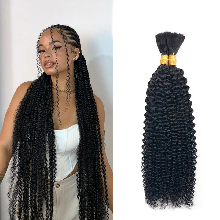 Boho Braids #1B Curly Wave Bulk Human Hair For BraIding