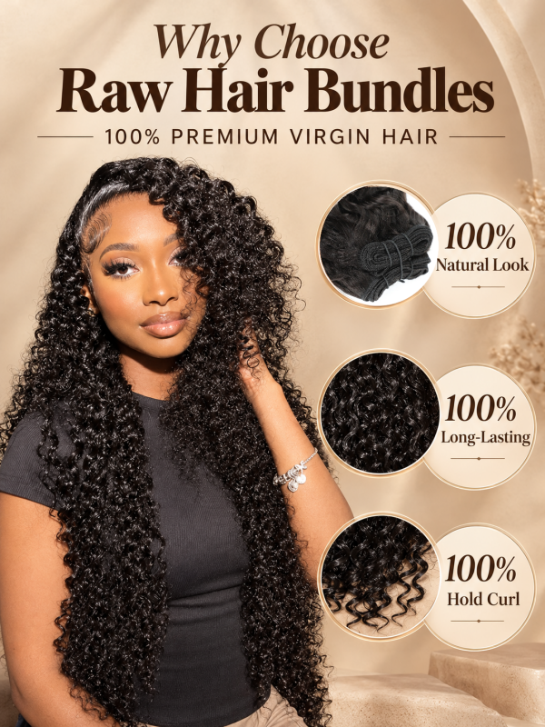 Curly Wave Bundles 100% Virgin Human Hair Weave With 2x4 Lace Closure
