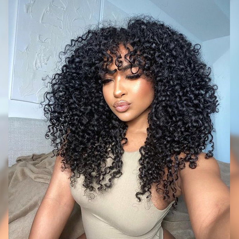 DIY Highlight! Kinky Curly Glueless Invisible Lace Closure Wig Dome Cap Wig