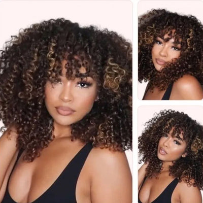 DIY Highlight! Kinky Curly Glueless Invisible Lace Closure Wig Dome Cap Wig