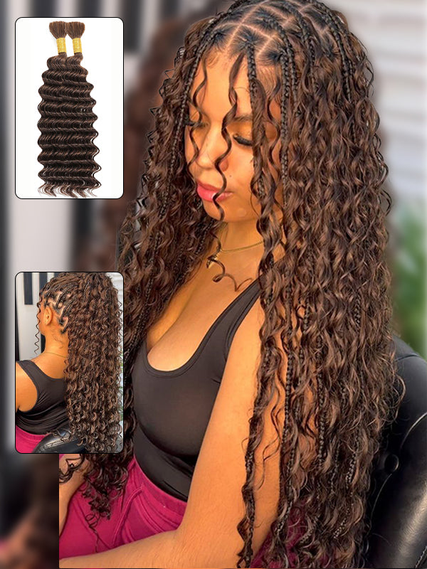 Flash Sale | Deep Wave Braid Hair Bulk 100% Human Hair Extensions Bulk for Braiding 100g
