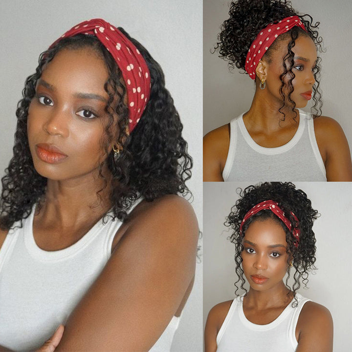 Deep Curly Glueless Headband Wig 100% Virgin Human Hair Wig