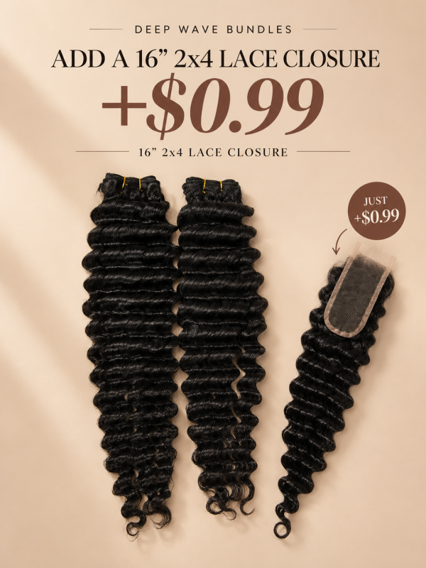 Deep Wave Bundles 100% Virgin Human Hair Weave With 2x4 Lace Closure