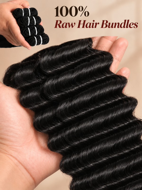 Deep Wave Bundles 100% Virgin Human Hair Weave With 2x4 Lace Closure