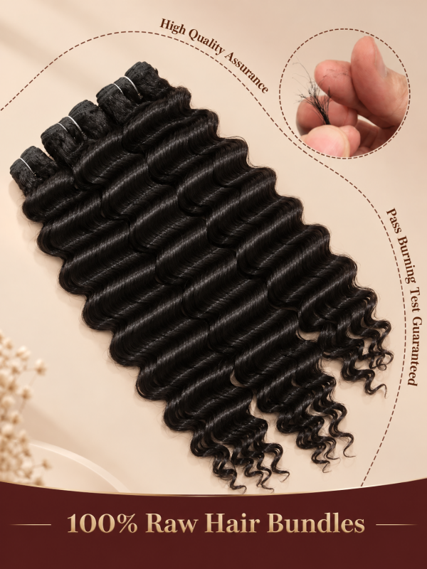 Deep Wave Bundles 100% Virgin Human Hair Weave With 2x4 Lace Closure