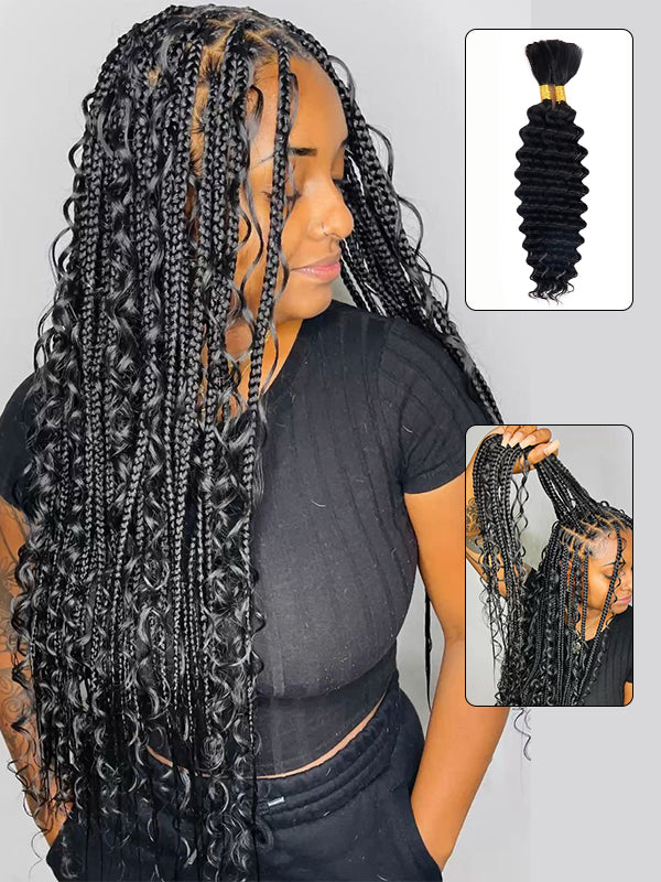 Flash Sale | Deep Wave Braid Hair Bulk 100% Human Hair Extensions Bulk for Braiding 100g