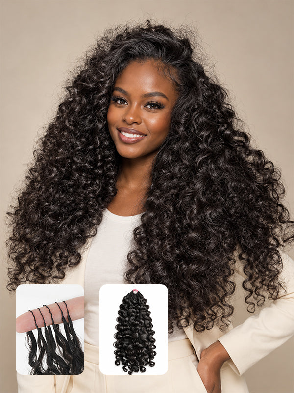 Feather Crochet Indian Curly Miracle Knots Human Hair Extensions Protective Style