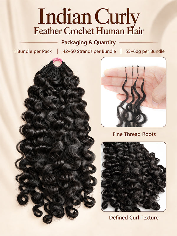 Feather Crochet Indian Curly Miracle Knots Human Hair Extensions Protective Style