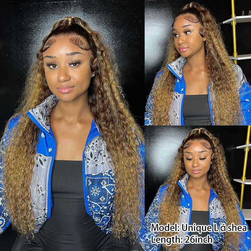 Ombre Deep Wave Lace Wig 100% Human Hair Wig