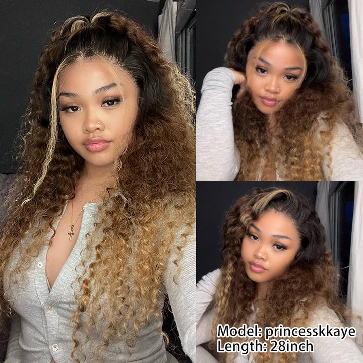 Flash Sale | Bigekane Recommend Ombre 16-34 Inches Deep Wave 13x6 Full Frontal Human Hair Wig