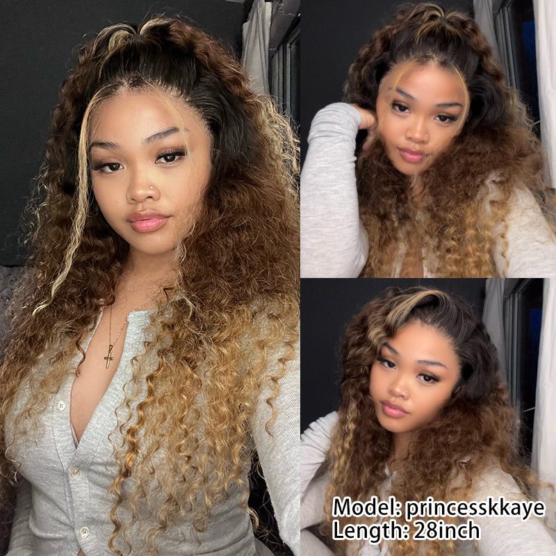 250% High Density T1B/4/27 Beyonce Vibe Deep Wave 13x6 Full Lace Fontal Wig Pre-Colored Human Hair Wigs