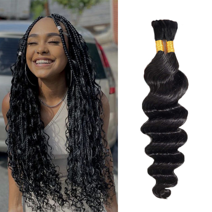 Boho Braids #1B Loose Deep Bulk Human Hair For BraIding