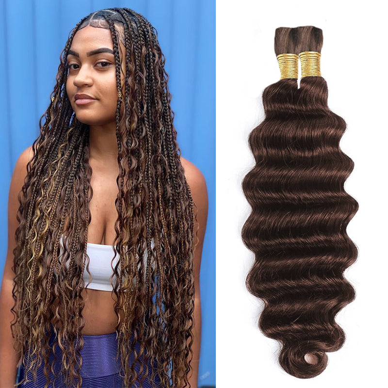 Boho Braids #4 Chocolate Brown Loose Deep Bulk Human Hair For BraIding