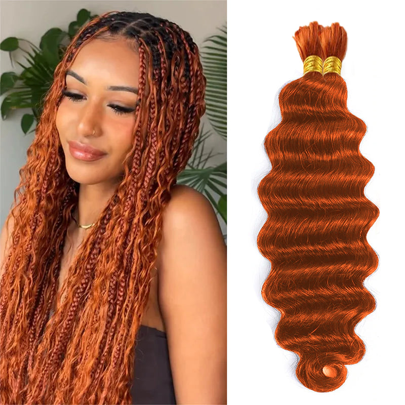 Boho Braids #350 Orange Loose Deep Bulk Human Hair For BraIding