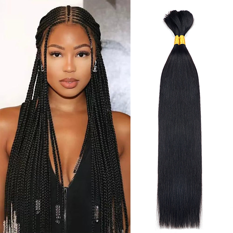 Boho Braids #1B Silk Straight Bulk Human Hair For BraIding