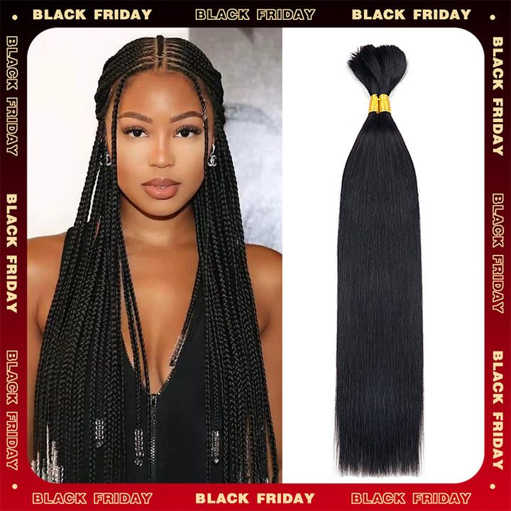 Flash Sale | Straight Braid Hair Bulk 100% Human Hair Extensions Bulk for Braiding 100g