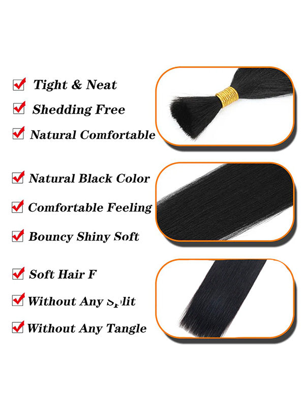 Vente flash | Extensions de cheveux lisses tressés en vrac, 100 % naturels, 100 g 