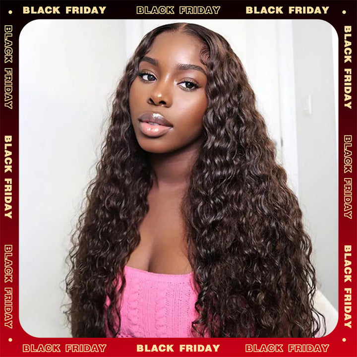 Flash Sale | #4 Chocolate Brown 13x6 Deep Wave Wig 16-34 Inches Transparent Lace Front Human Hair Wig