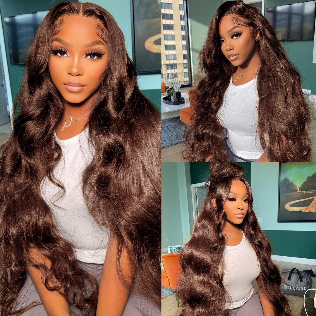 Flash Sale | #4 Chocolate Brown 6x6 Body Wave Wig 16-34 Inches Transparent Lace Closure Human Hair Wig