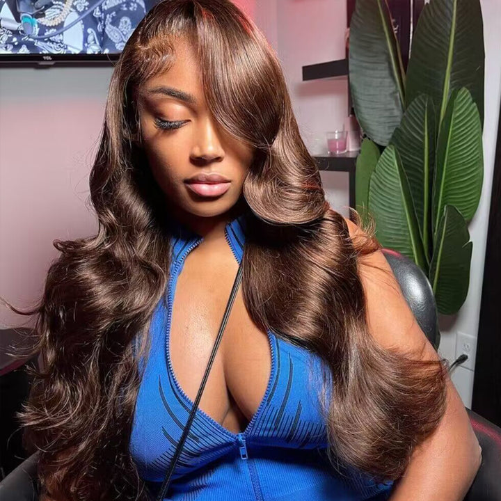 Flash Sale | #4 Chocolate Brown 6x6 Body Wave Wig 16-34 Inches Transparent Lace Closure Human Hair Wig