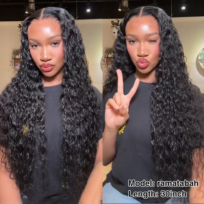 16 Inch Deep Wave 16-34 Inches Deep Wave 13x6 HD Transparent Lace Front Human Hair Wigs ...