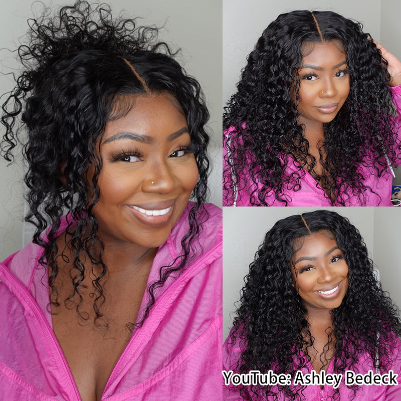 16 Inch Deep Wave 16-34 Inches Deep Wave 13x6 HD Transparent Lace Front Human Hair Wigs ...