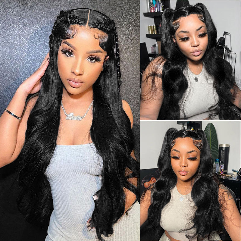 #1 Jet Black Body Wave /Loose Deep 7x6/13x6 FULL Lace Frontal Human ...