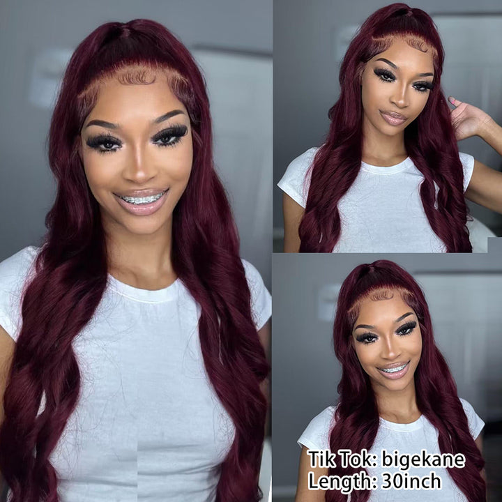 99J Burgundy 13x6 Upgrade Full Frontal Lace Human Hair Wigs