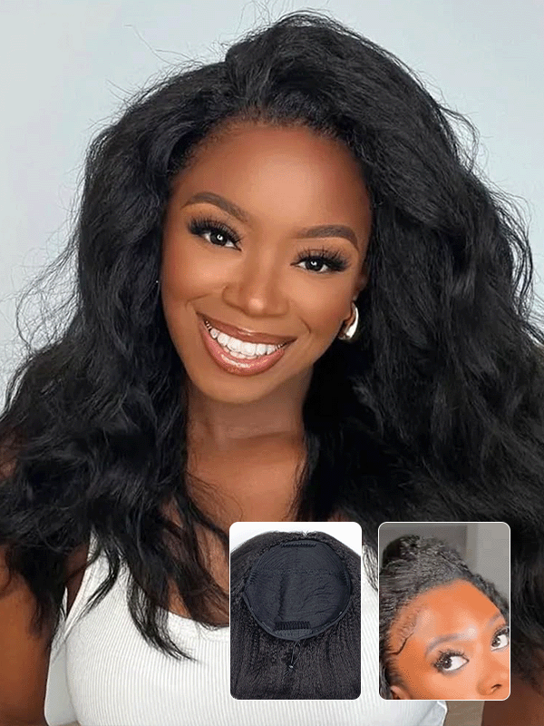 Flexi-Fit Yaki Straight / Kinky Straight / Yaki Body 3 in 1 Half Wig Glueless Insta Drawstring Wig