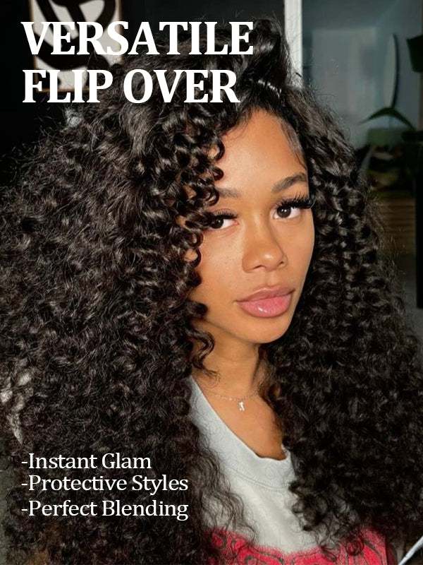 Flexi-Fit Wand Curly Flip Over 3 in 1 Half Wig Glueless Insta Drawstring Wig
