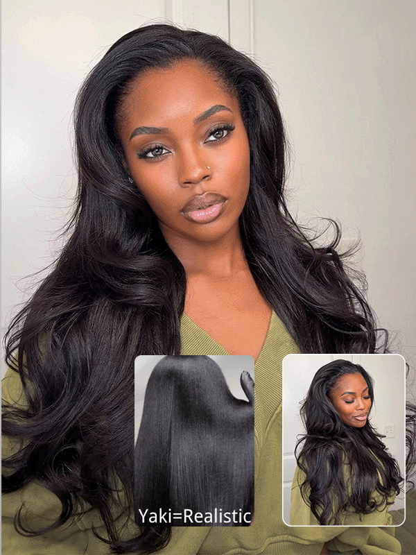 Flexi-Fit Yaki Straight / Kinky Straight / Yaki Body 3 in 1 Half Wig Glueless Insta Drawstring Wig