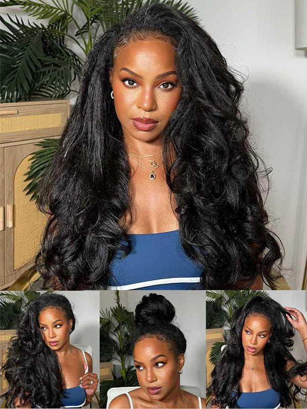 Flexi-Fit Yaki Straight / Kinky Straight / Yaki Body 3 in 1 Half Wig Glueless Insta Drawstring Wig