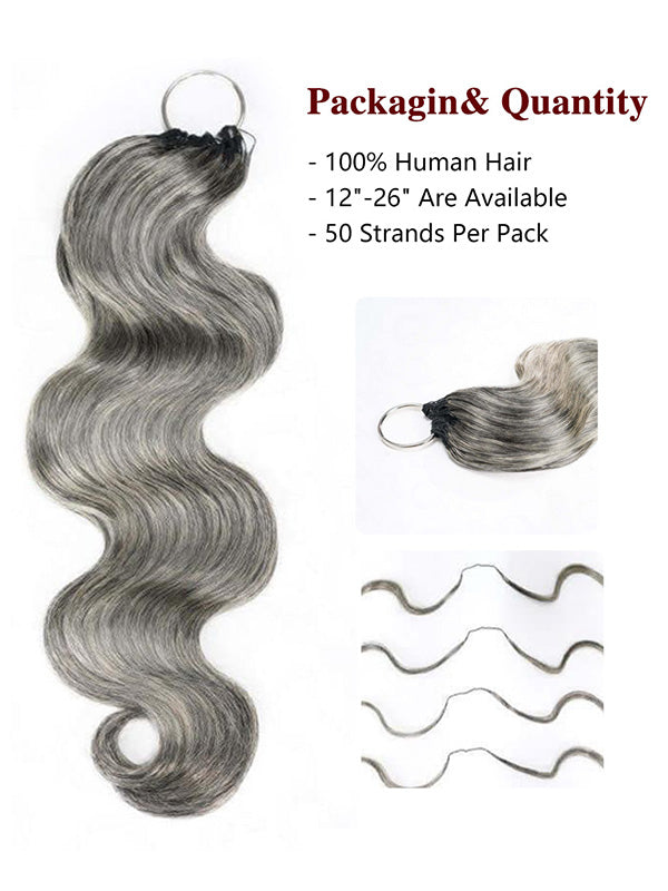 French Curl Salt&Pepper Feather Crochet Human Hair Extensions Miracle Knots Locs Protective Style