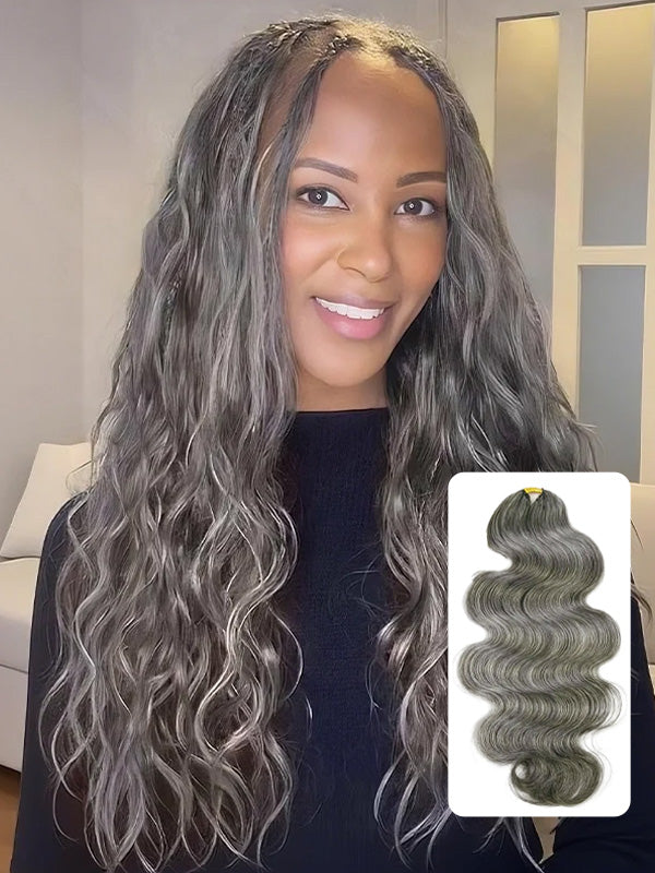 French Curl Salt&Pepper Feather Crochet Human Hair Extensions Miracle Knots Locs Protective Style