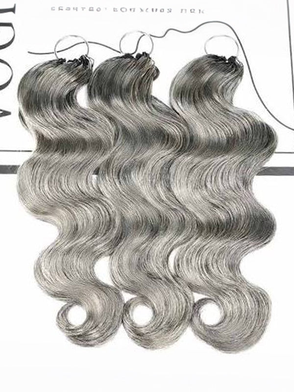 French Curl Salt&Pepper Feather Crochet Human Hair Extensions Miracle Knots Locs Protective Style