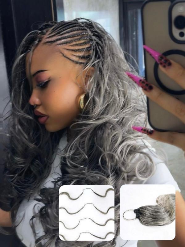 French Curl Salt&Pepper Feather Crochet Human Hair Extensions Miracle Knots Locs Protective Style