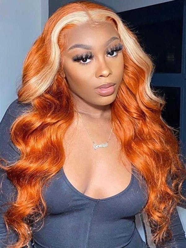 Ginger & Blonde Ombre Color Body Wave HD Transparent 13x4/13x6 Lace Front Wig Virgin Human Hair