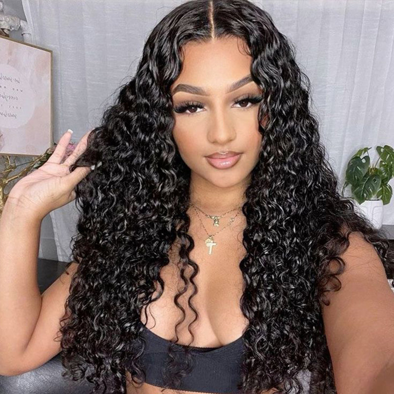 Glueless 3A/3B Spiral Curl Wigs Lace Closure Wigs Pre Bleached Human Hair Wig