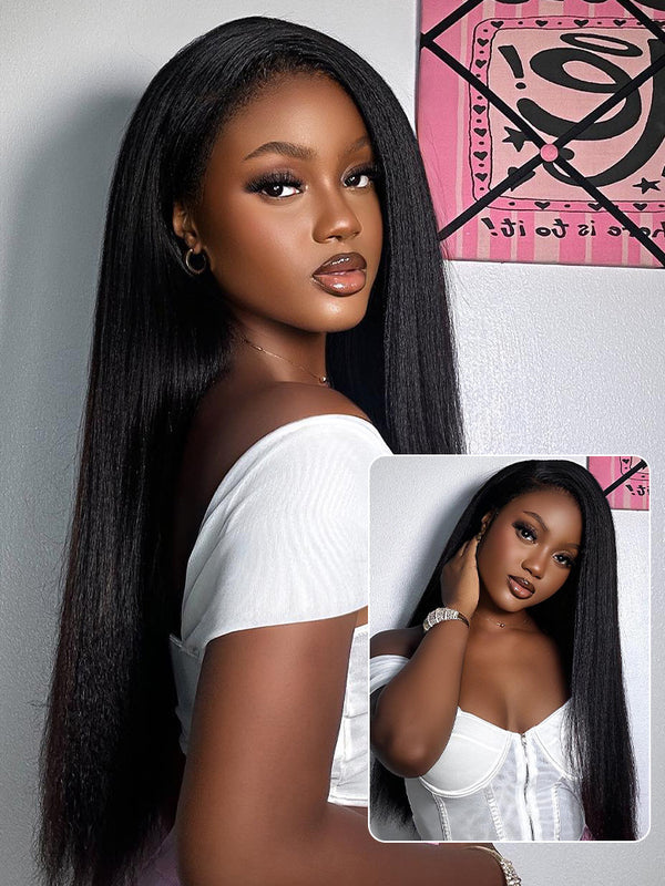 Glueless 13x6 PreMax Wig Yaki Straight Wear Go Wig 7x6 Lace Closure Wig