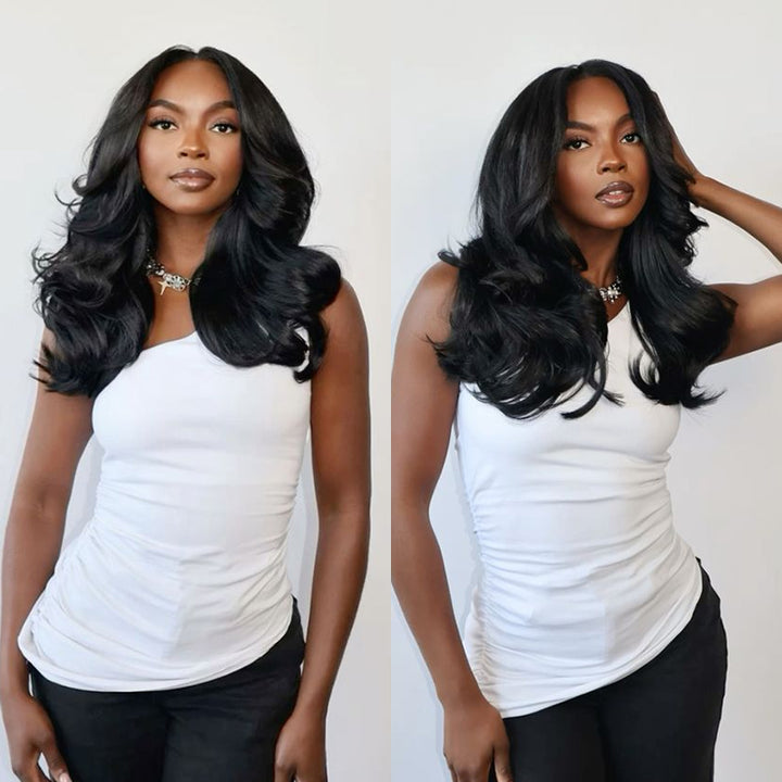 Glueless#1 Jet Black V Part Wig No Leave Out Beginner Friendly Upgrade U Part Wig