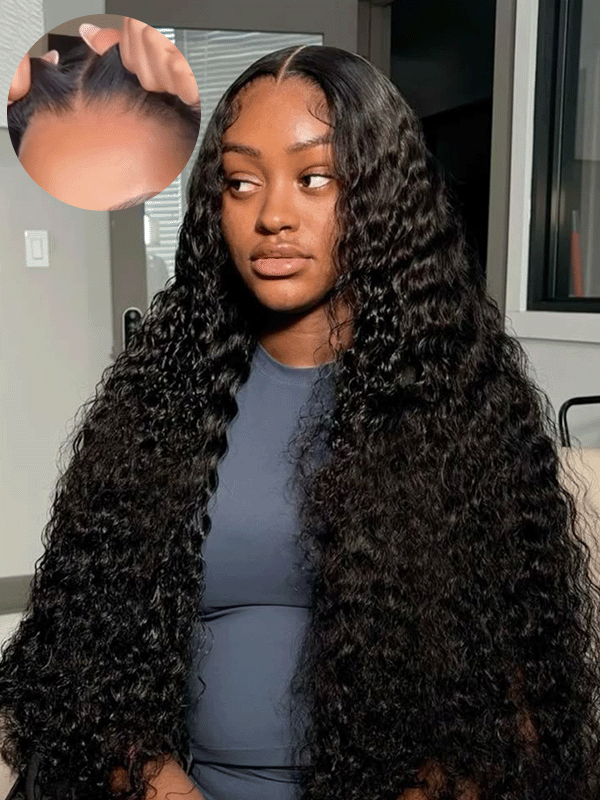 Glueless Deep Wave HD 7x6 Lace Closure Wig 100% Human Hair