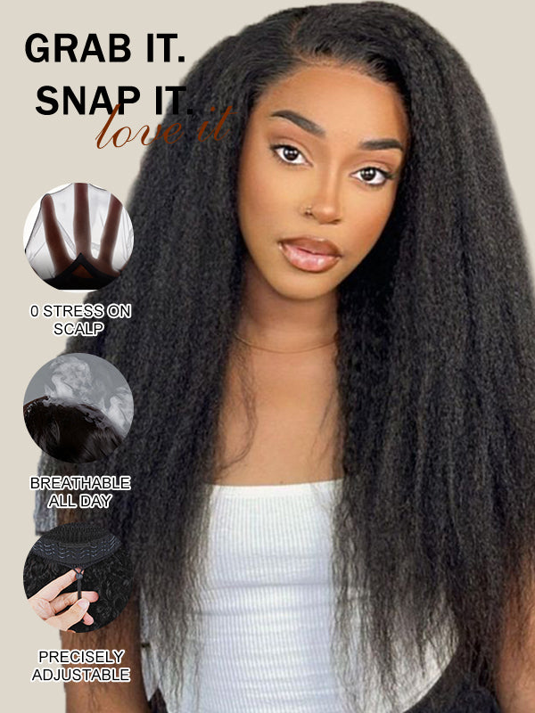 Glueless HD 7x6 Lace Closure Wig Kinky Straight 100% Human Hair Wig