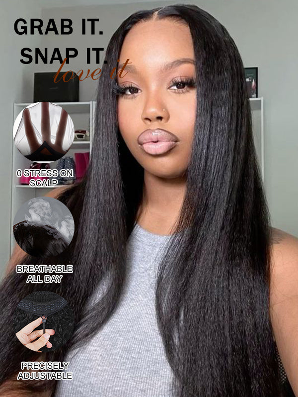 Glueless HD 7x6 Lace Closure Wig Yaki Straight 100% Human Hair Wig