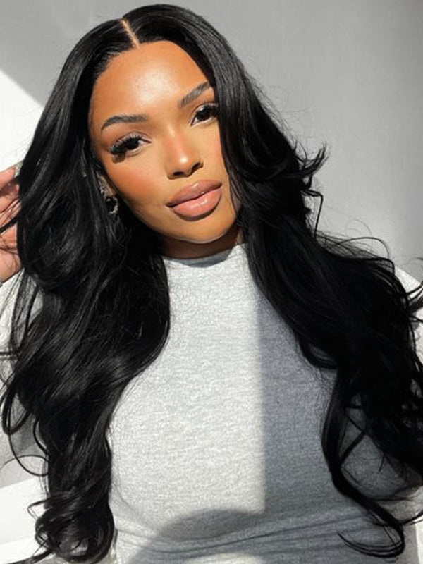 Glueless #1 Jet Black Closure Wig 16-34 Inches Human Hair Wigs