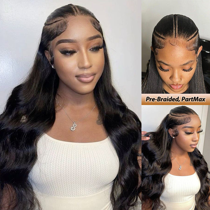 Glueless Pre Braided Wig Silky Straight Hair 13x6 PreMax Frontal Wig